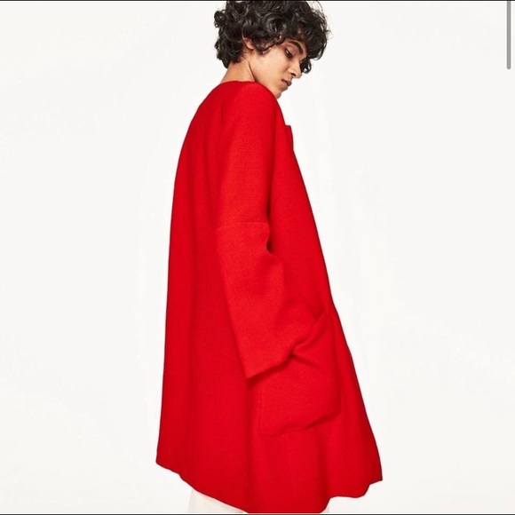 Zara Red Orange Bell Sleeve Snap Button Jacket - Picture 3 of 15